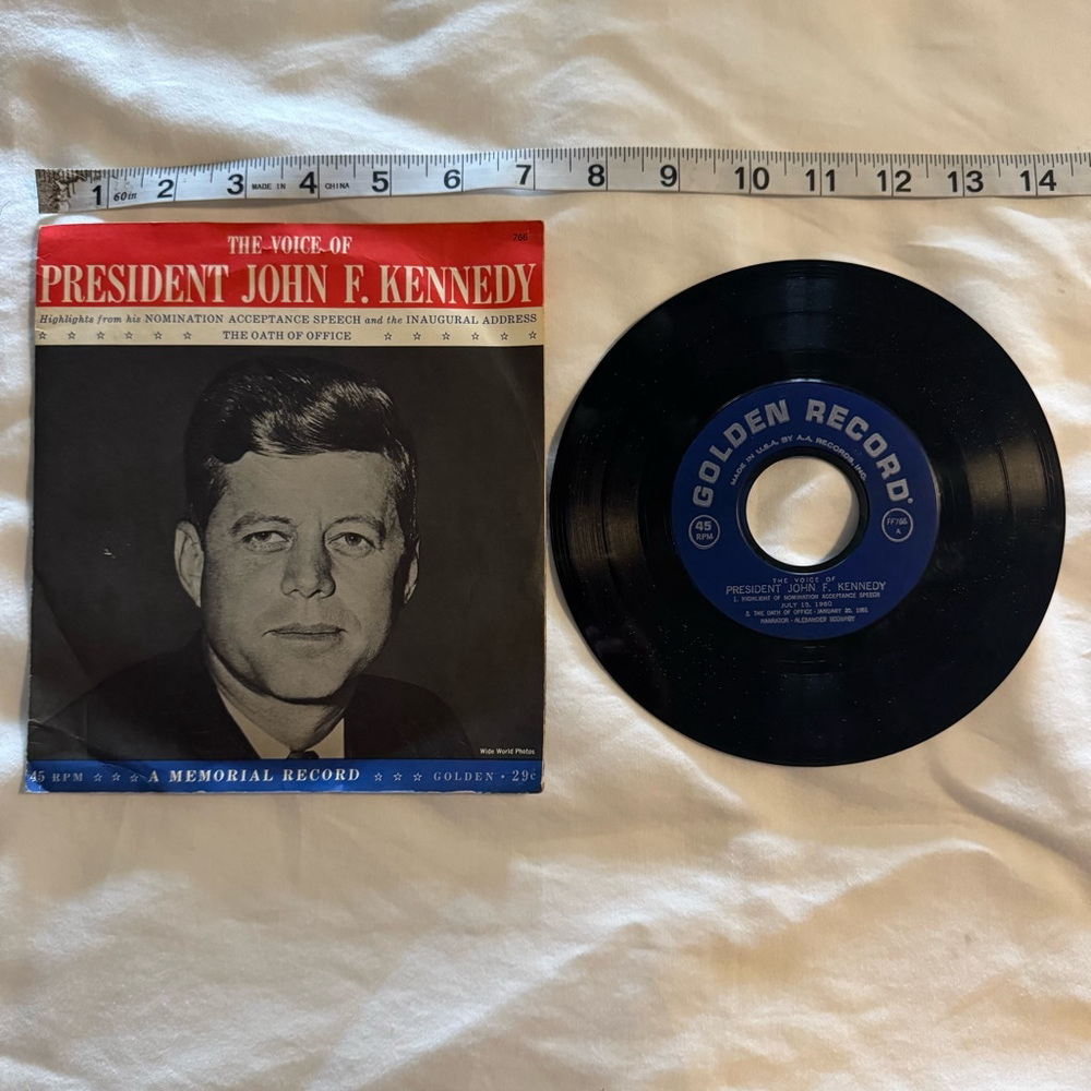 Vintage 45 RPM “The Voice of President John F. Kennedy” Golden Records Memorial
